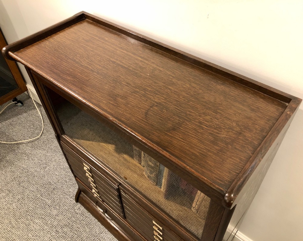 Antique Oak Stacking Filing Cabinet Bookcase View XI