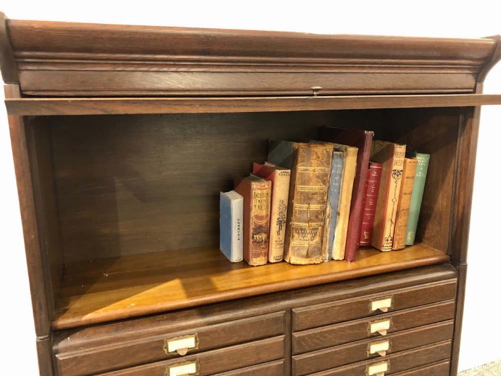 Antique Oak Stacking Filing Cabinet Bookcase View XII