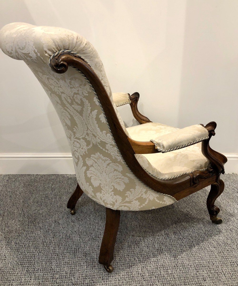 Antique Victorian Rosewood Framed Button Back Armchair View XI