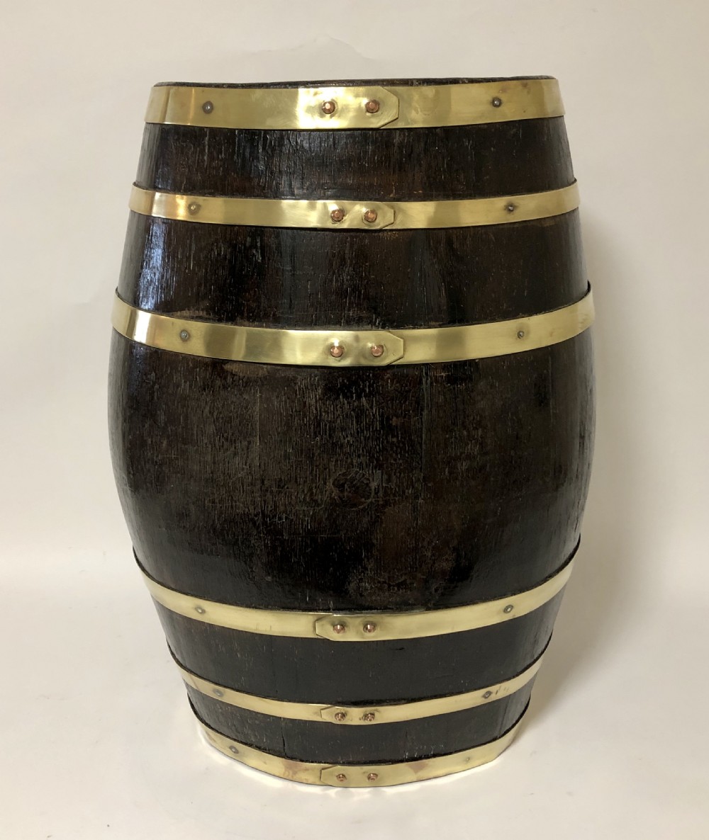 Antique Oak Brass Bound Barrel 