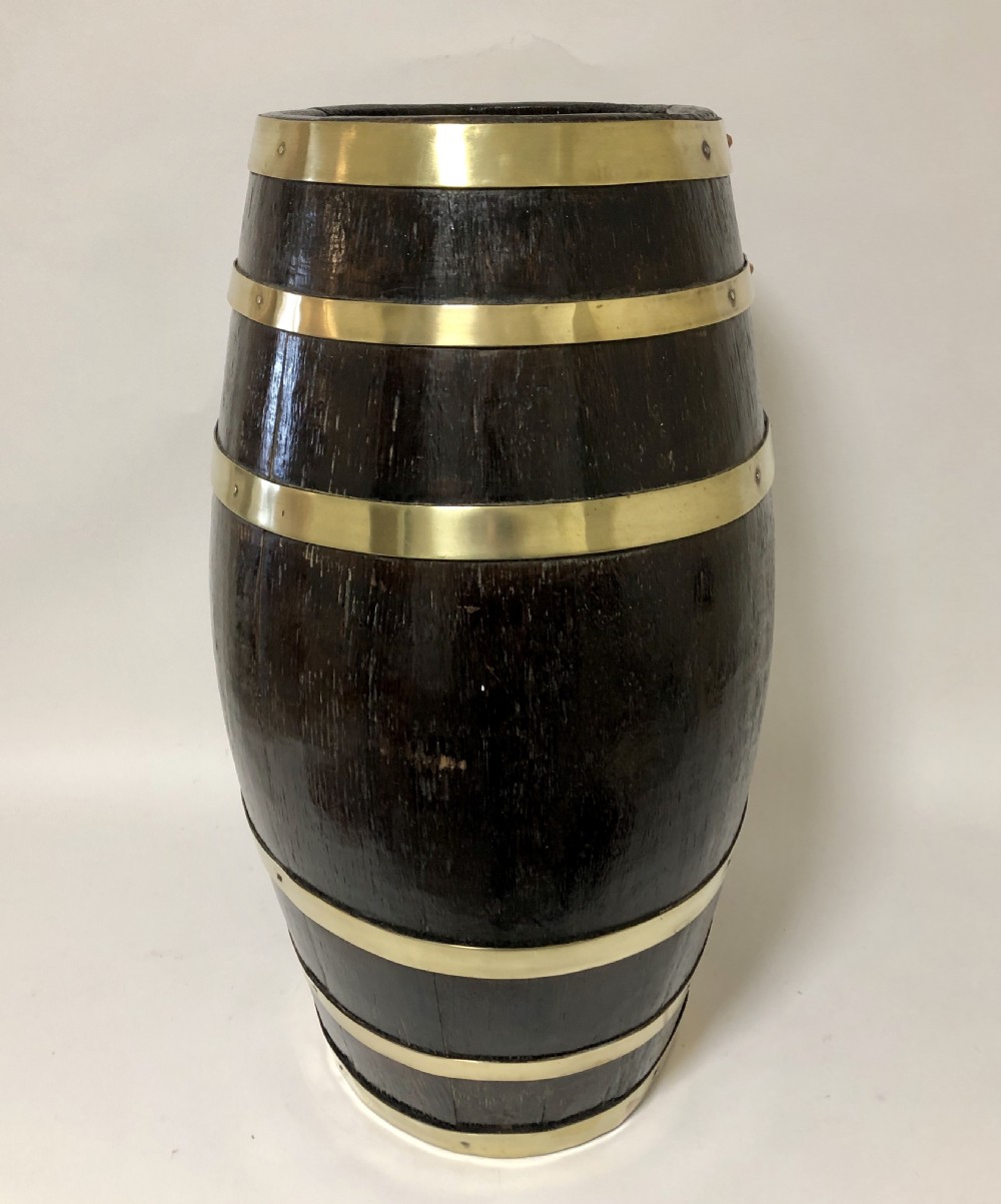 Antique Oak Brass Bound Barrel  View IV