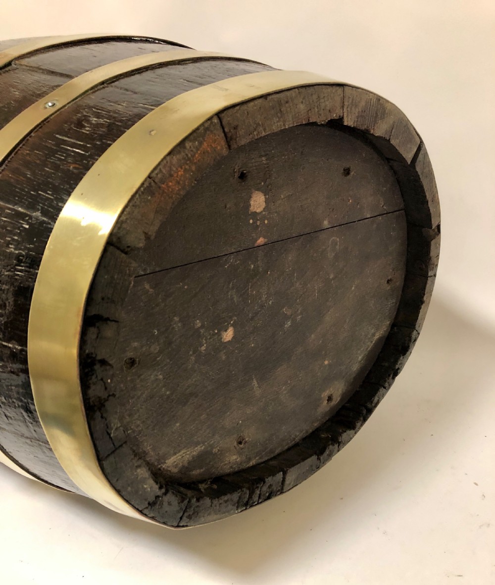 Antique Oak Brass Bound Barrel  View XI
