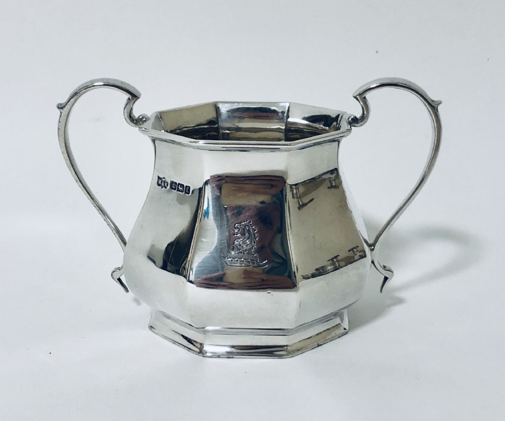 Antique Solid Silver Twin Handled Sugar Bowl