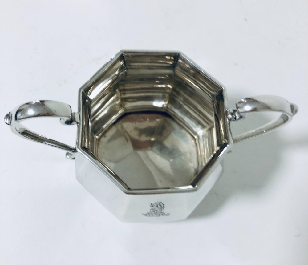 Antique Solid Silver Twin Handled Sugar Bowl View X