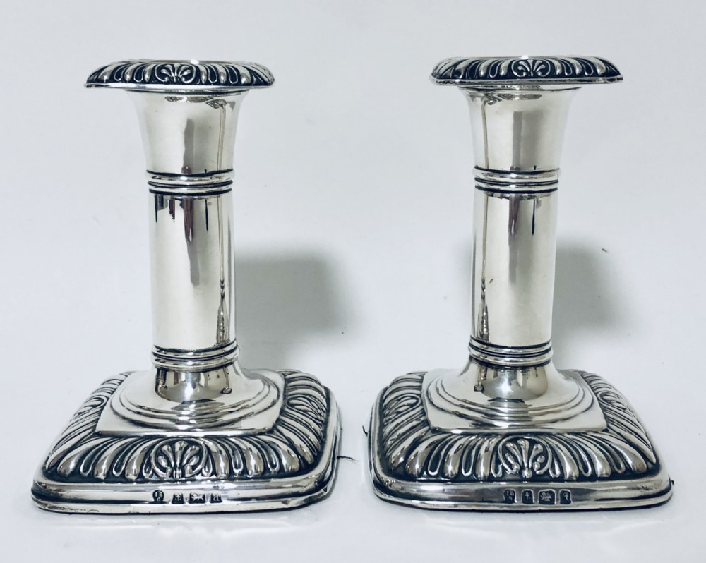 Pair of Antique Victorian Sterling Silver Candlesticks