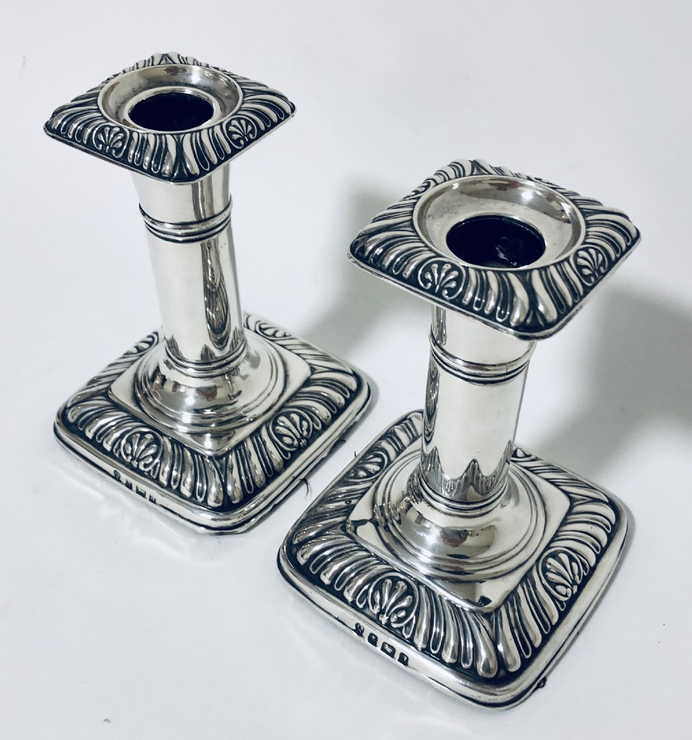 Pair of Antique Victorian Sterling Silver Candlesticks View III