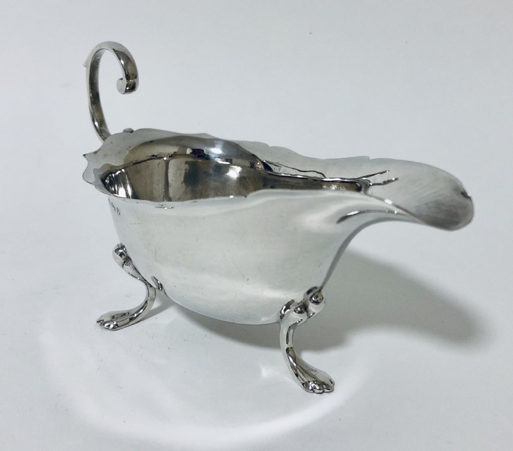 Antique Solid Silver Sauce Boat View V