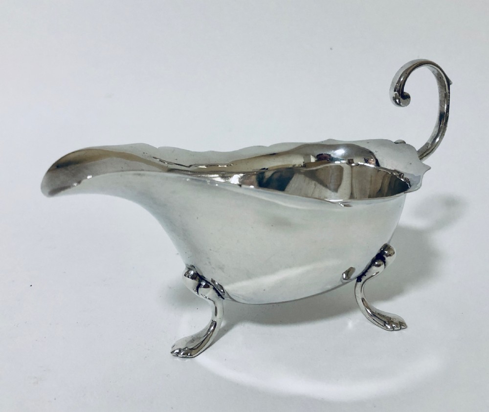 Antique Solid Silver Sauce Boat View VII