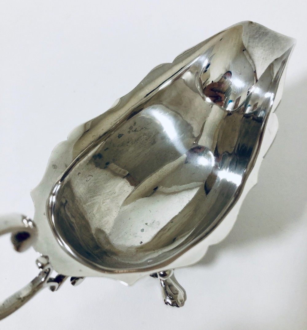 Antique Solid Silver Sauce Boat View IX