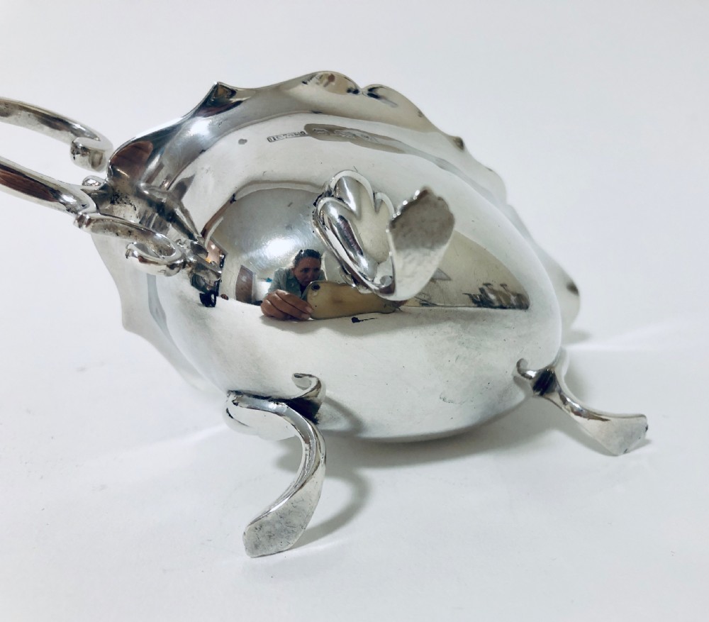 Antique Solid Silver Sauce Boat View X