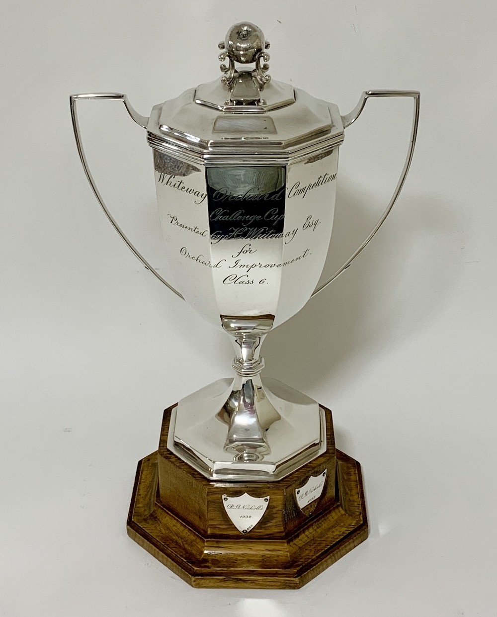 Large Antique Twin Handled Apple Orchard Trophy Cup