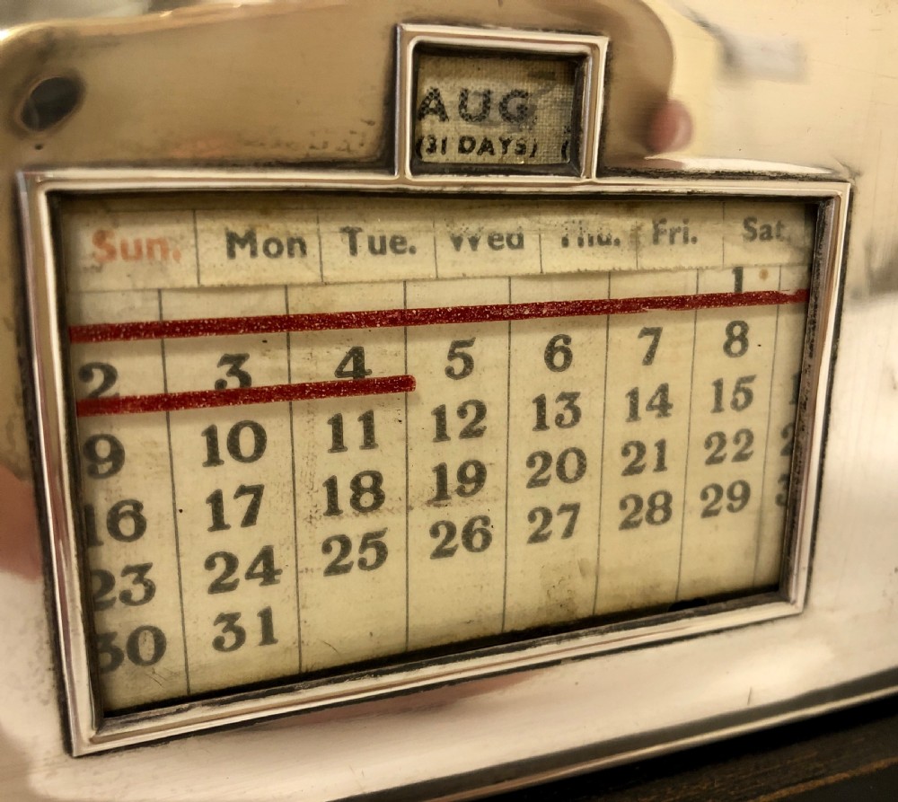 Antique Art Deco Sterling Silver Perpetual Desk Calendar View XII