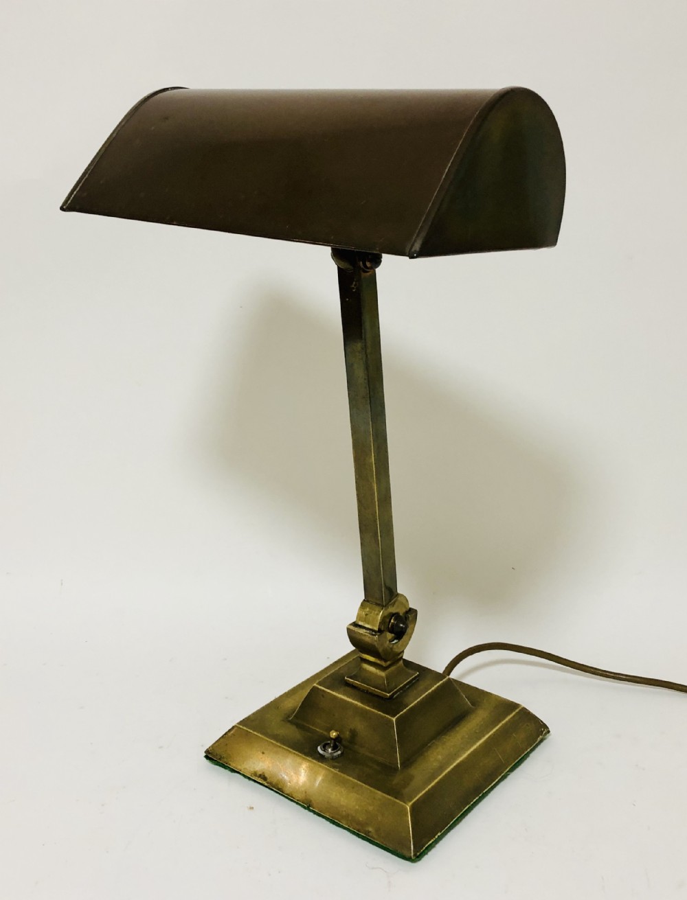 Large Antique Brass Banker's Desk Lamp 