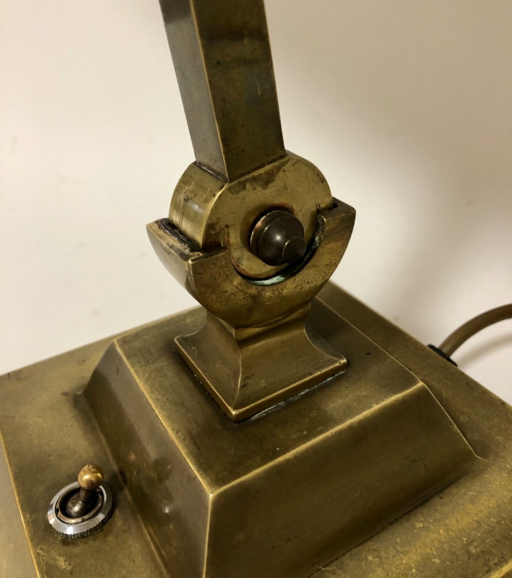Large Antique Brass Banker's Desk Lamp  View II
