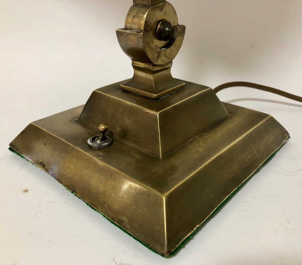 Large Antique Brass Banker's Desk Lamp  View V