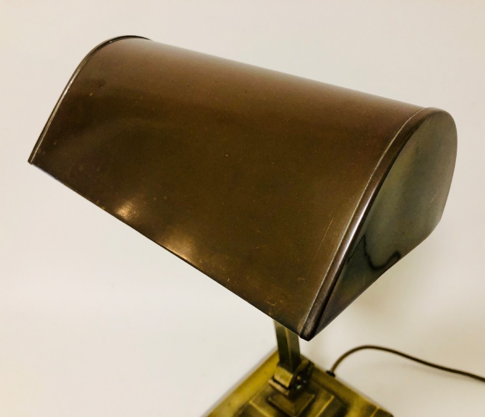 Large Antique Brass Banker's Desk Lamp  View VII