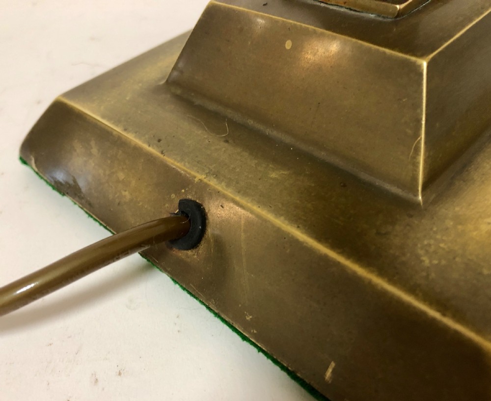 Large Antique Brass Banker's Desk Lamp  View IX