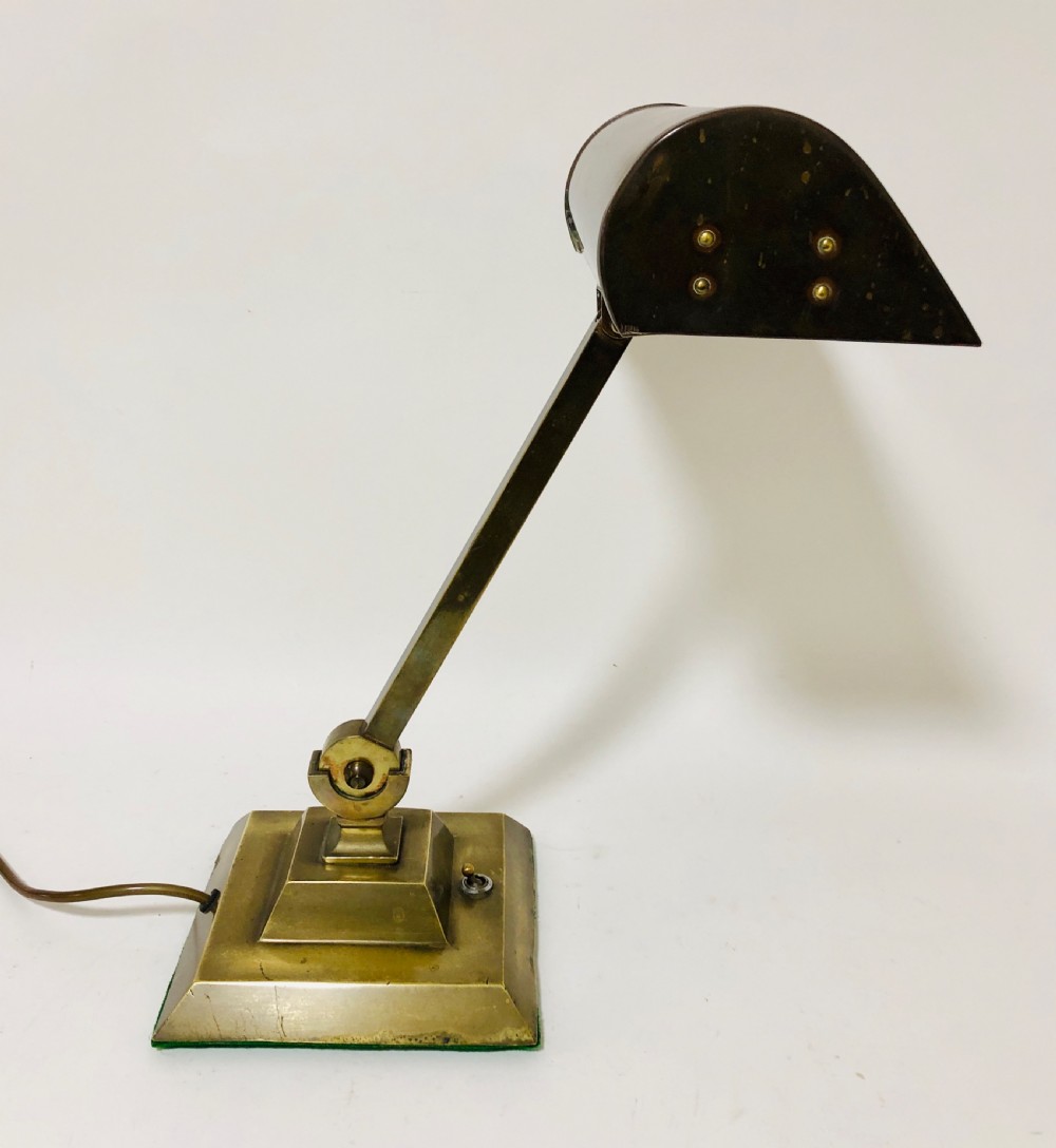 Large Antique Brass Banker's Desk Lamp  View XI