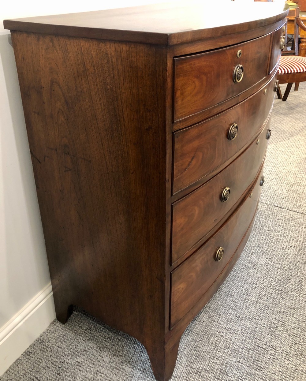 Regency Mahogany Bow Front Chest of Drawers View II