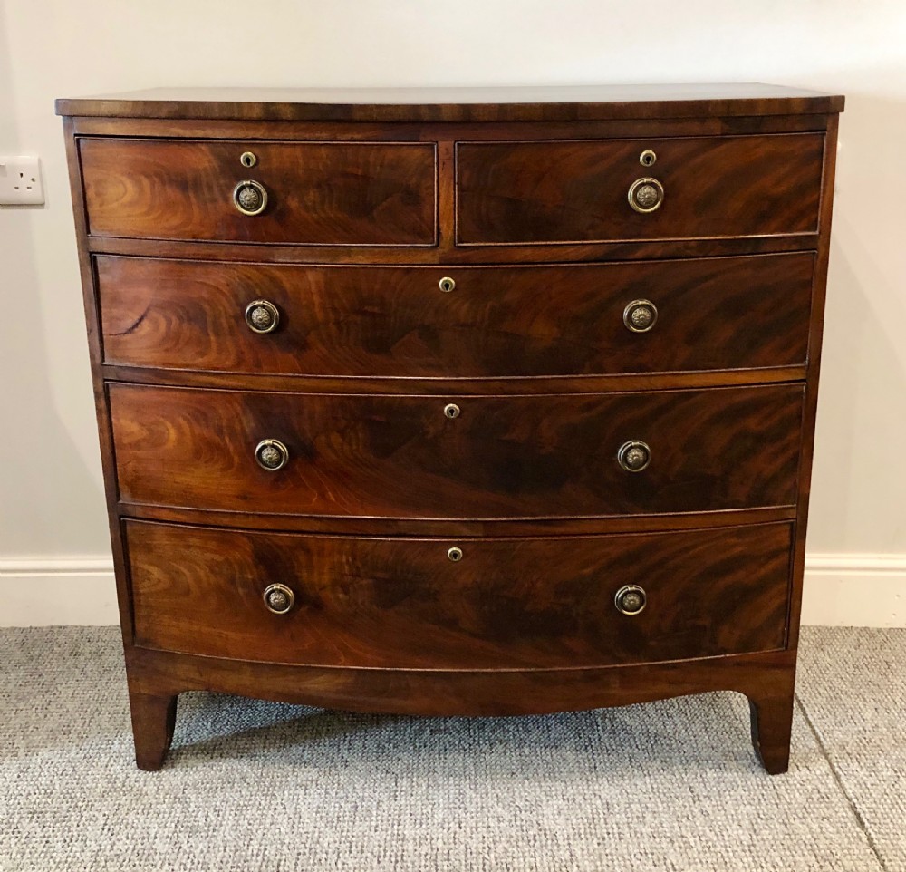 Regency Mahogany Bow Front Chest of Drawers View III