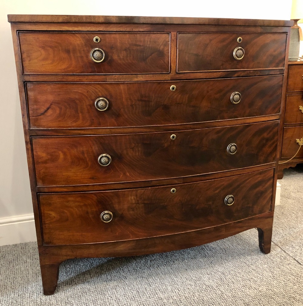 Regency Mahogany Bow Front Chest of Drawers View VII