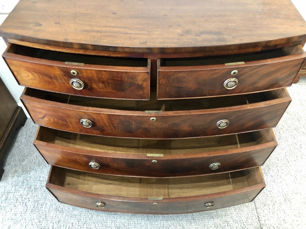 Regency Mahogany Bow Front Chest of Drawers View X