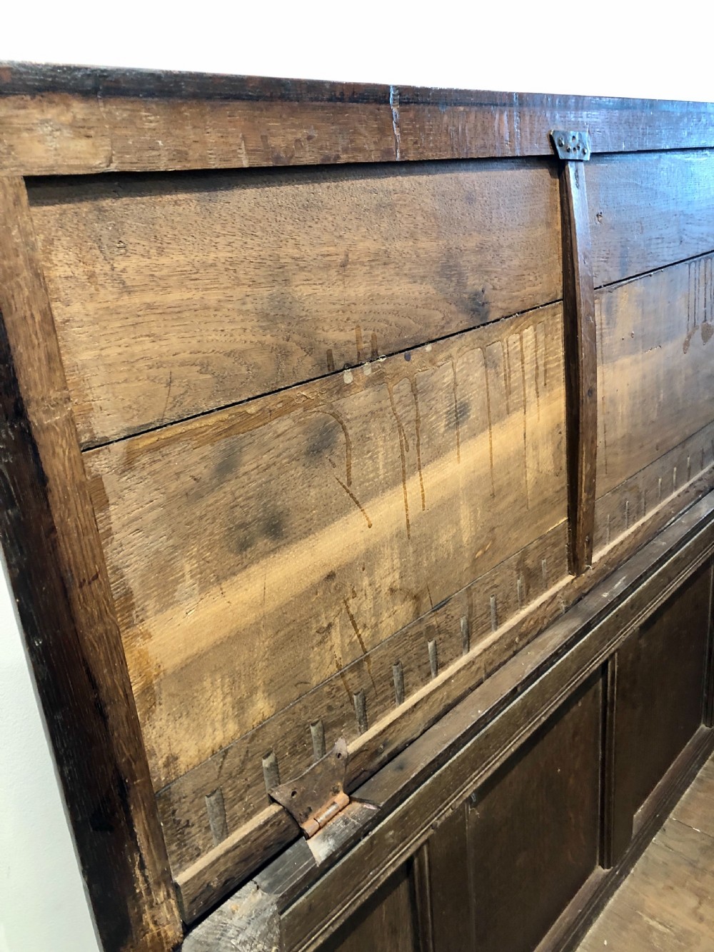 18th Century Oak Mule Chest dated 1734 View V