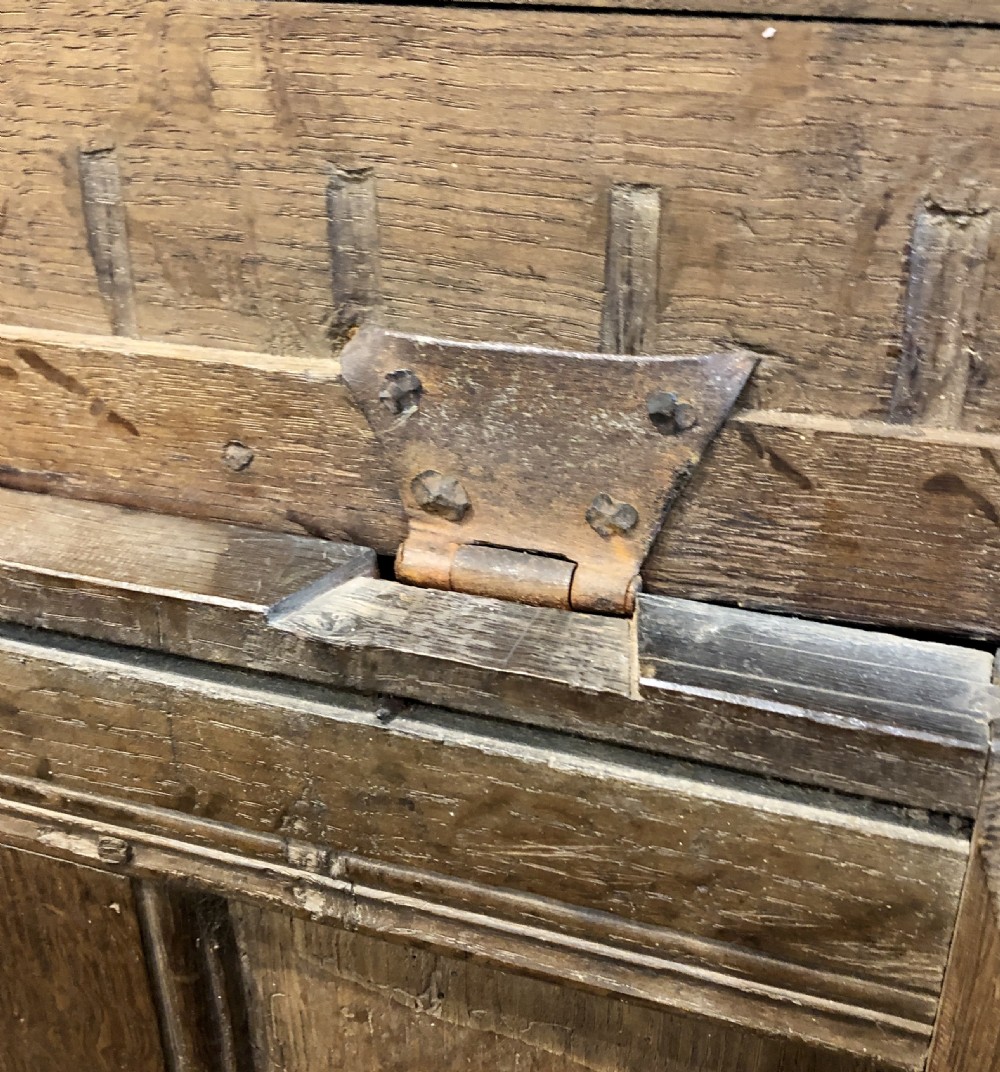 18th Century Oak Mule Chest dated 1734 View XVII