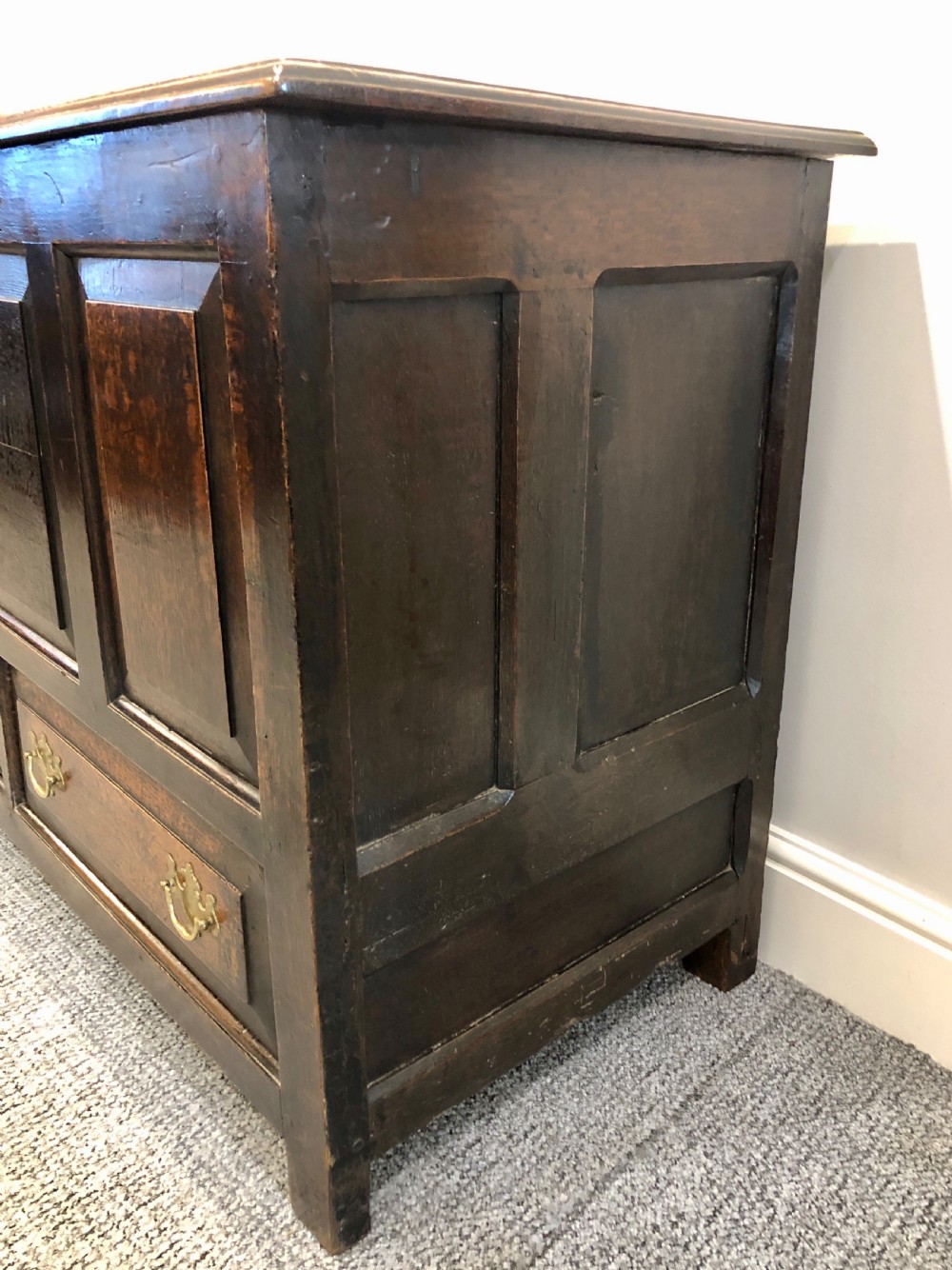 18th Century Oak Mule Chest dated 1734 View XX