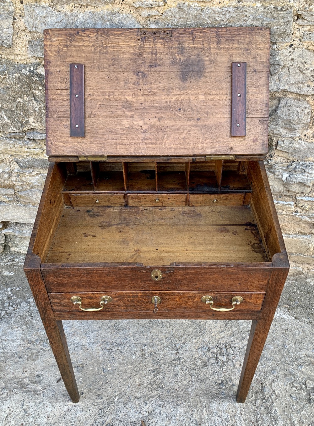 Antique Georgian Oak Clerk's Desk  View XII