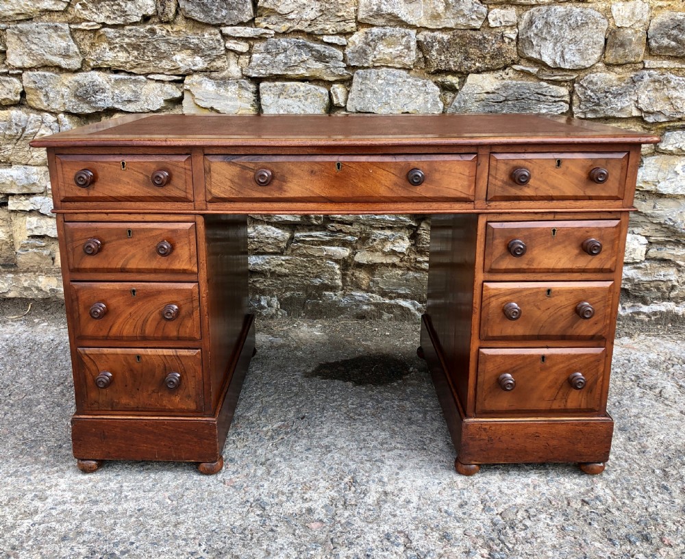Antique Walnut Pedestal Desk View II