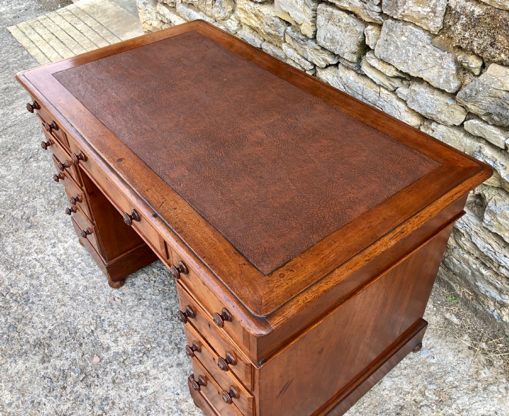 Antique Walnut Pedestal Desk View VI