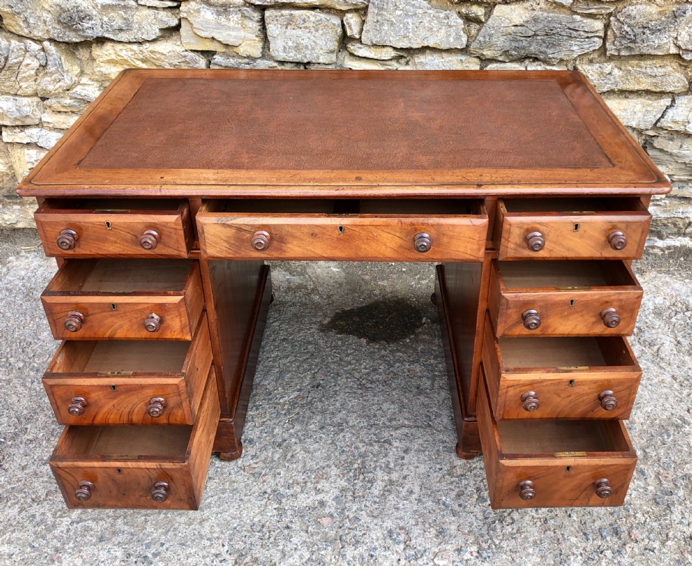 Antique Walnut Pedestal Desk View XII