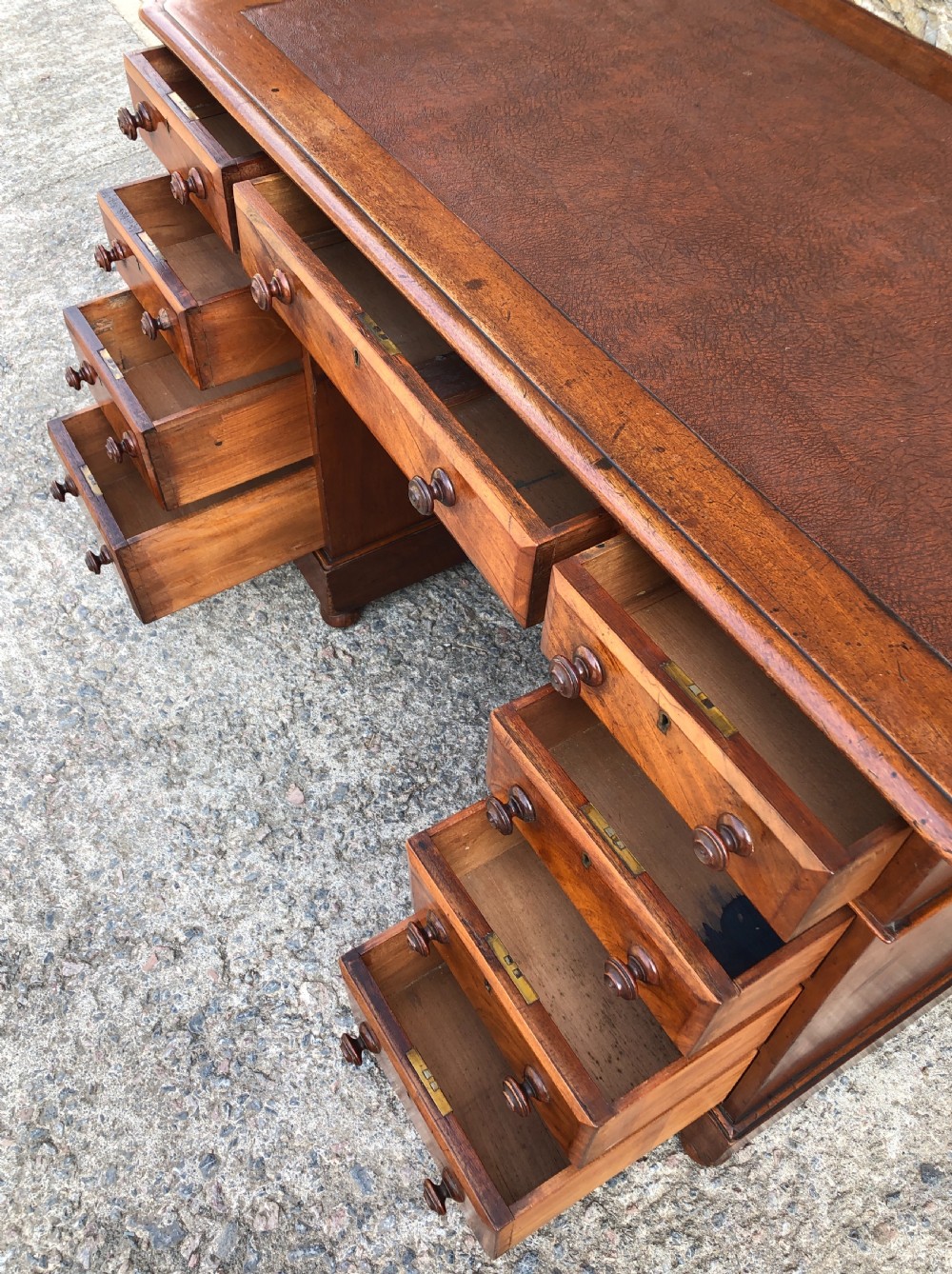 Antique Walnut Pedestal Desk View XIX