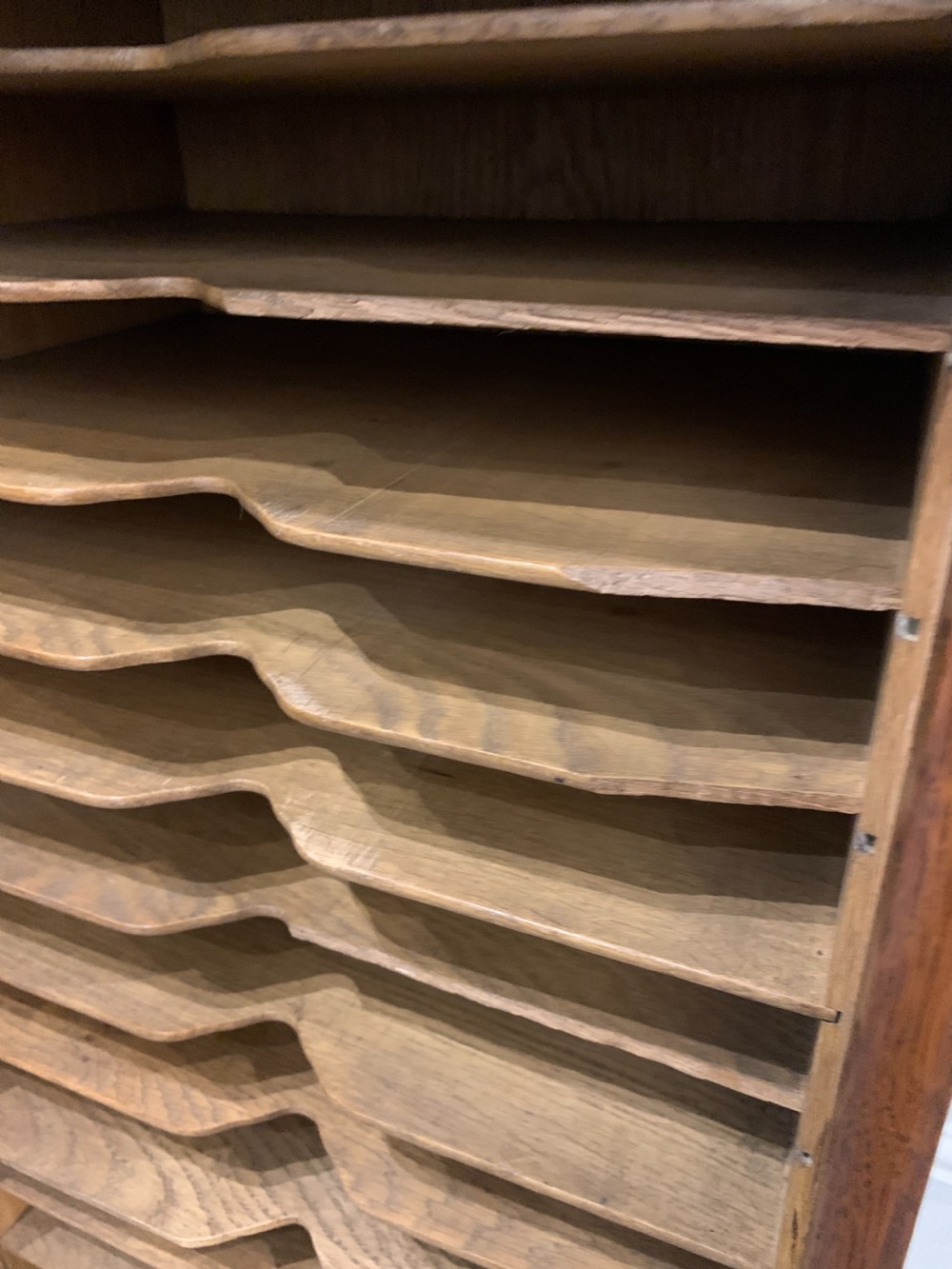 Antique Oak Tambour Fronted Filing Cabinet  View XII