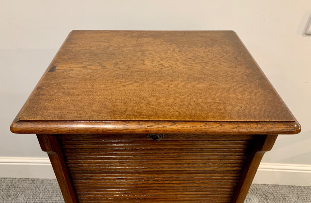 Antique Oak Tambour Fronted Filing Cabinet  View XV
