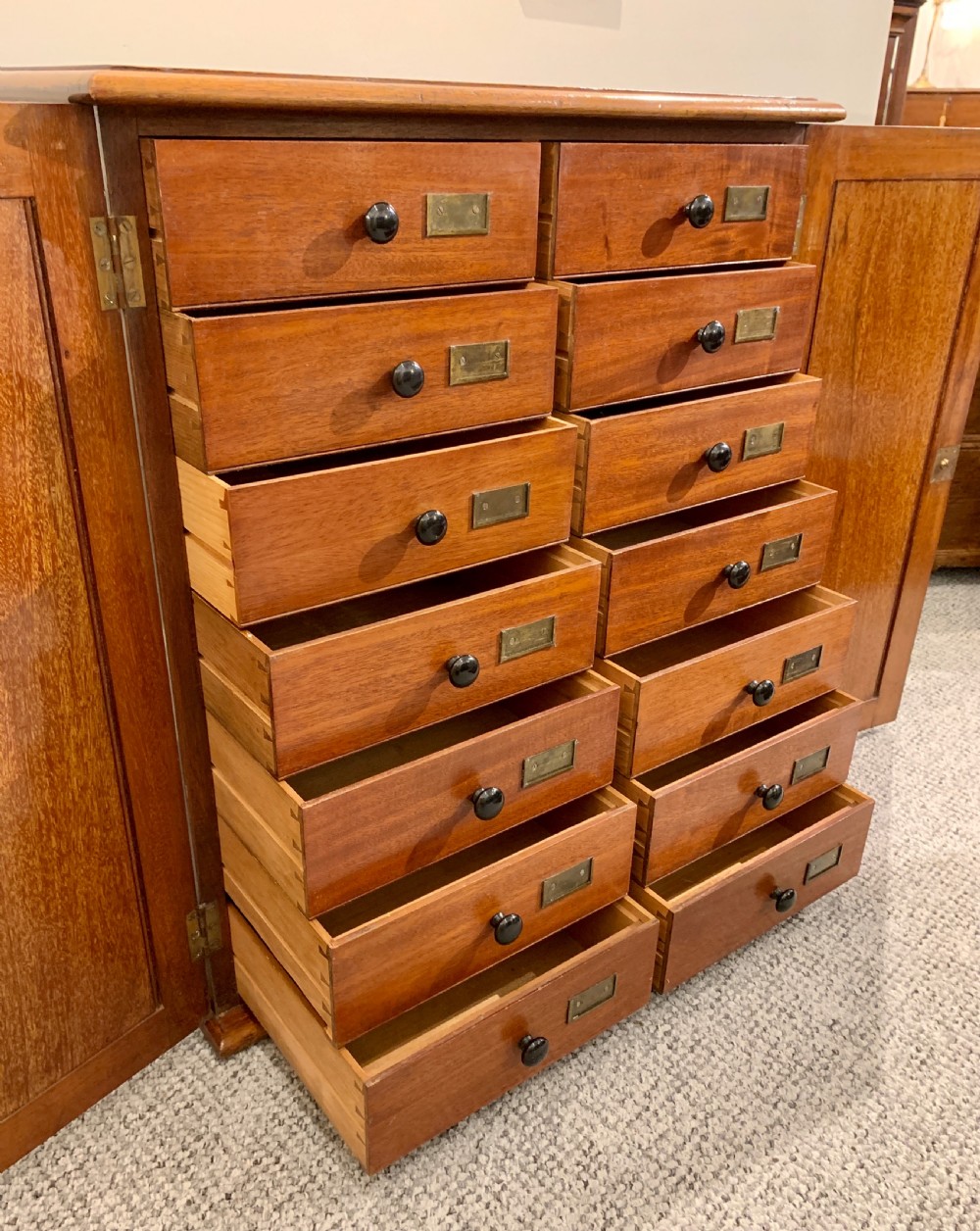 Antique Mahogany Collectors Cabinet   View IX