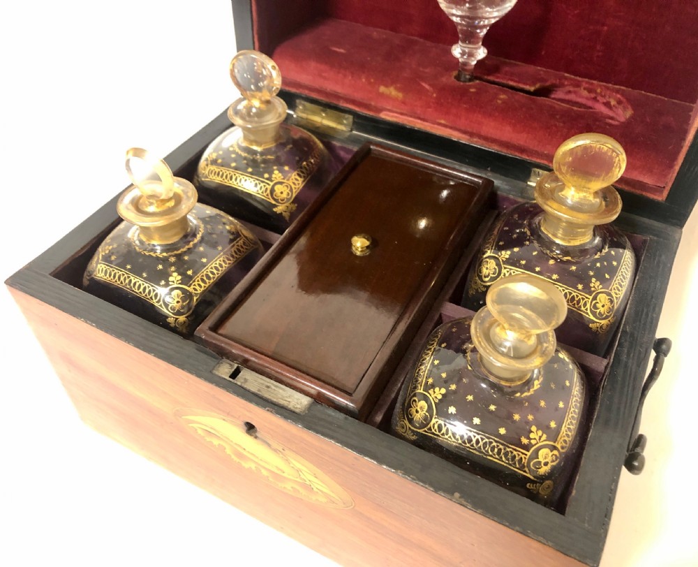Antique Dutch Travelling Decanter Box with Glasses View V