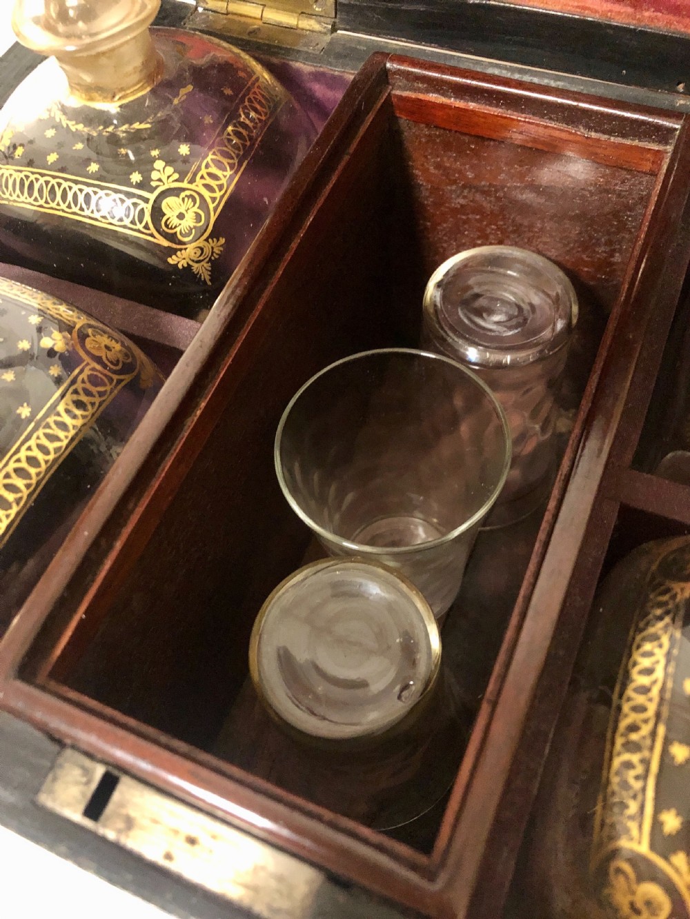 Antique Dutch Travelling Decanter Box with Glasses View VI