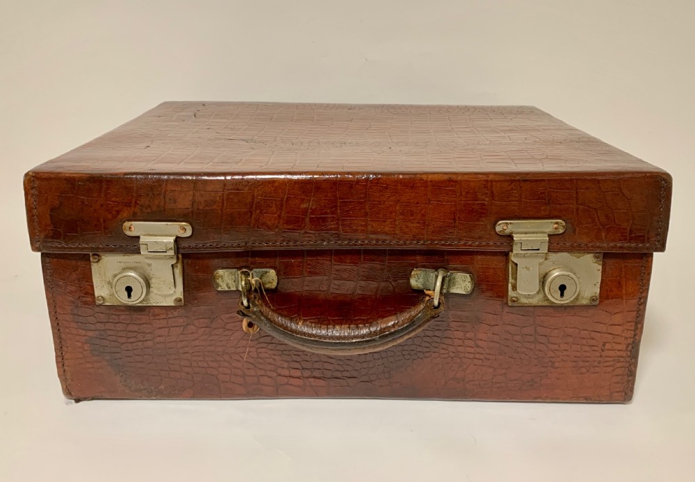 Antique Crocodile Travelling Case Suitcase