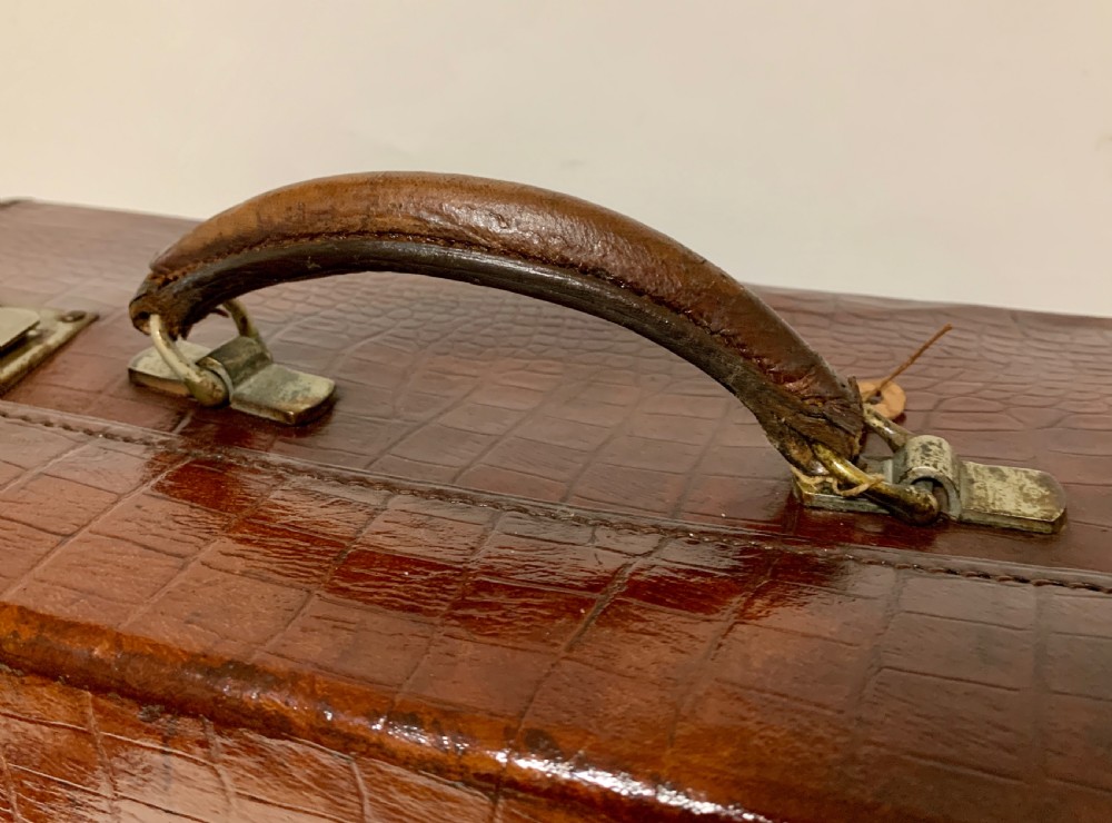 Antique Crocodile Travelling Case Suitcase View V