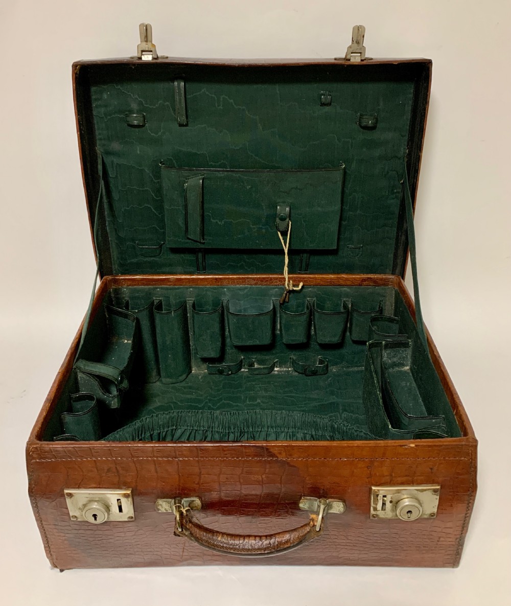 Antique Crocodile Travelling Case Suitcase View XIX