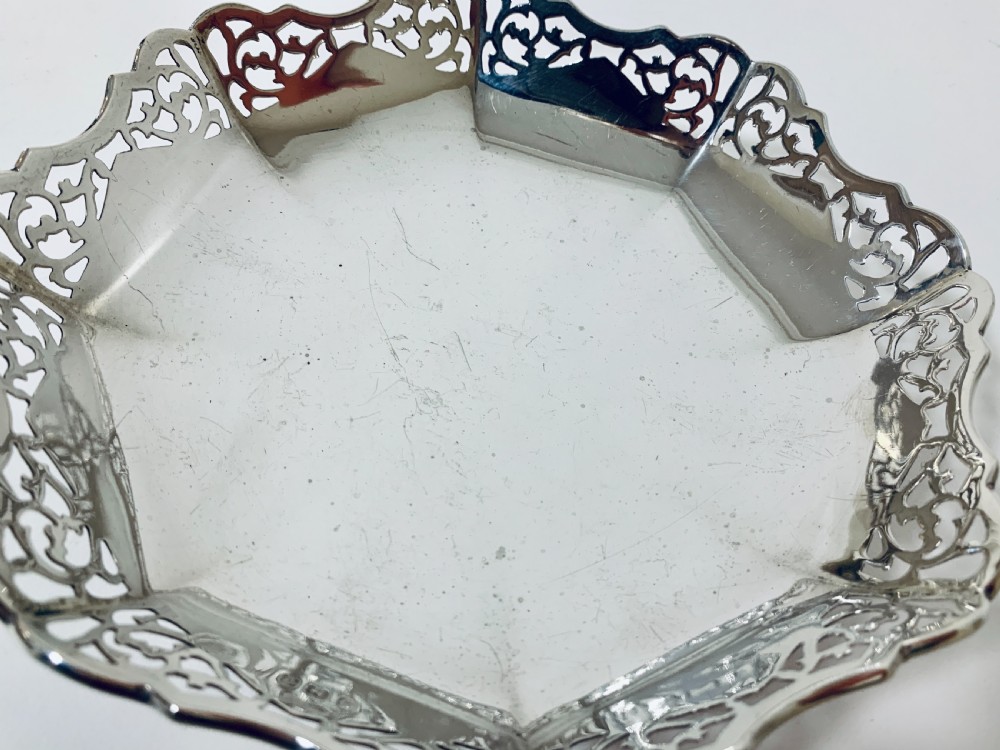 Large Antique Solid Silver Bonbon Dish View III