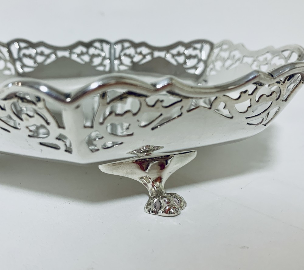 Large Antique Solid Silver Bonbon Dish View IX