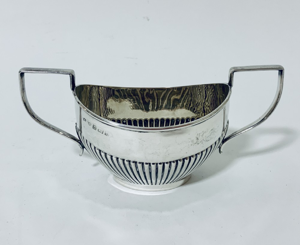 Antique Solid Silver Twin Handled Sugar Bowl