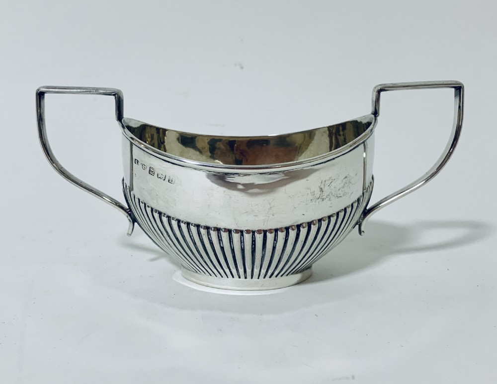 Antique Solid Silver Twin Handled Sugar Bowl View VI