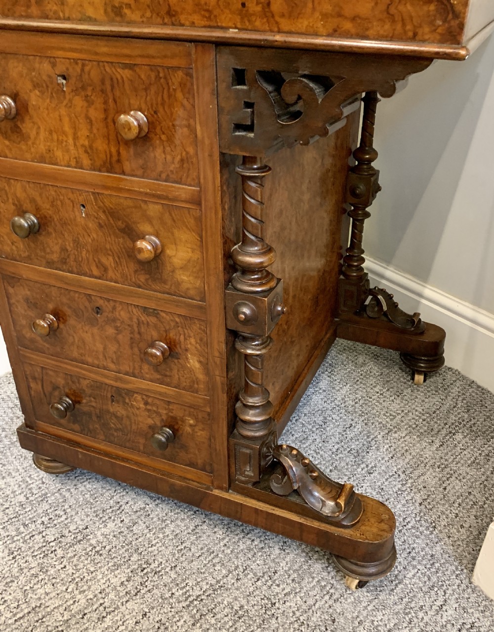 Victorian Burr Walnut Davenport  View II