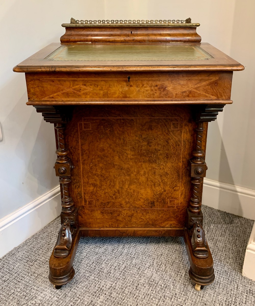 Victorian Burr Walnut Davenport  View V