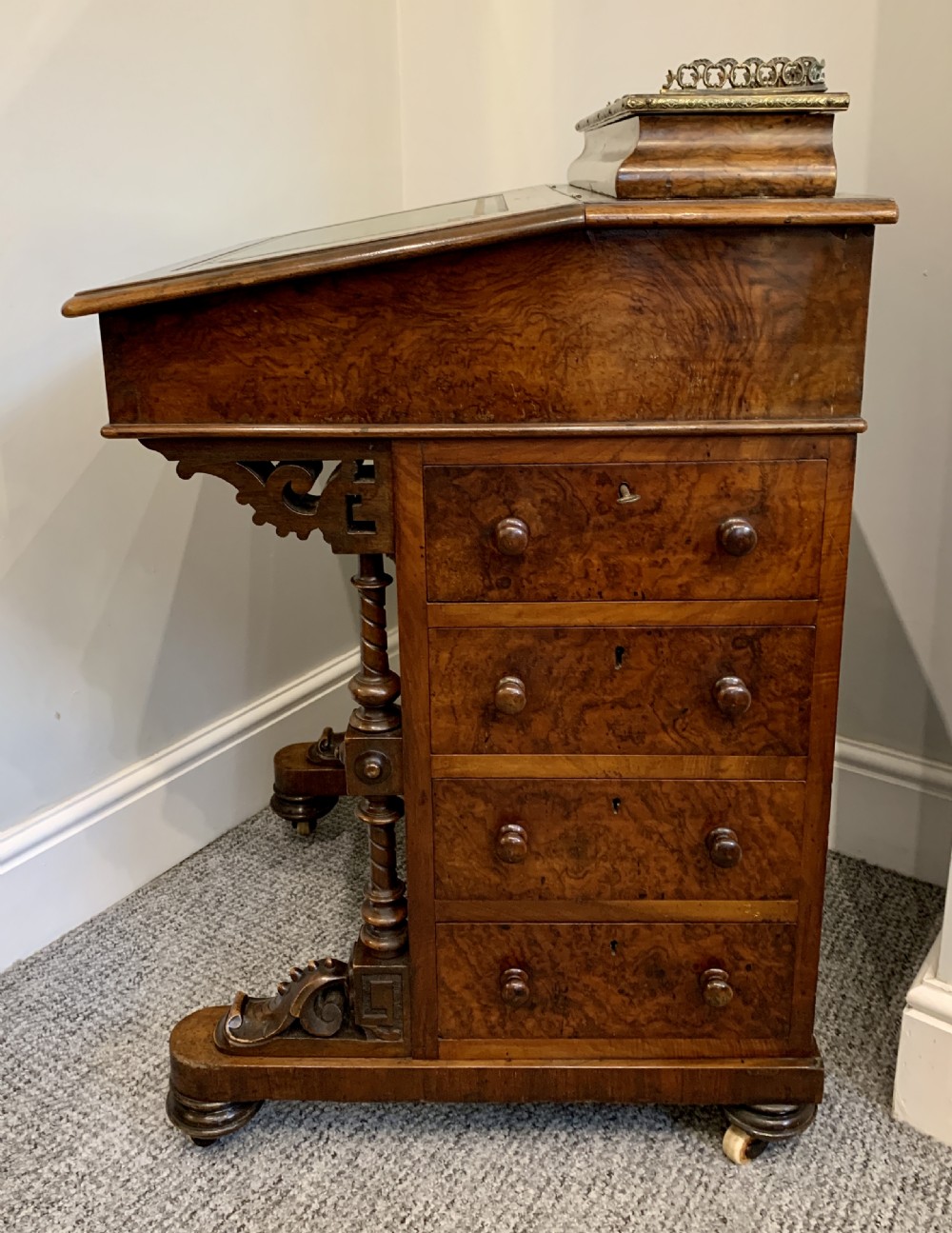 Victorian Burr Walnut Davenport  View VI