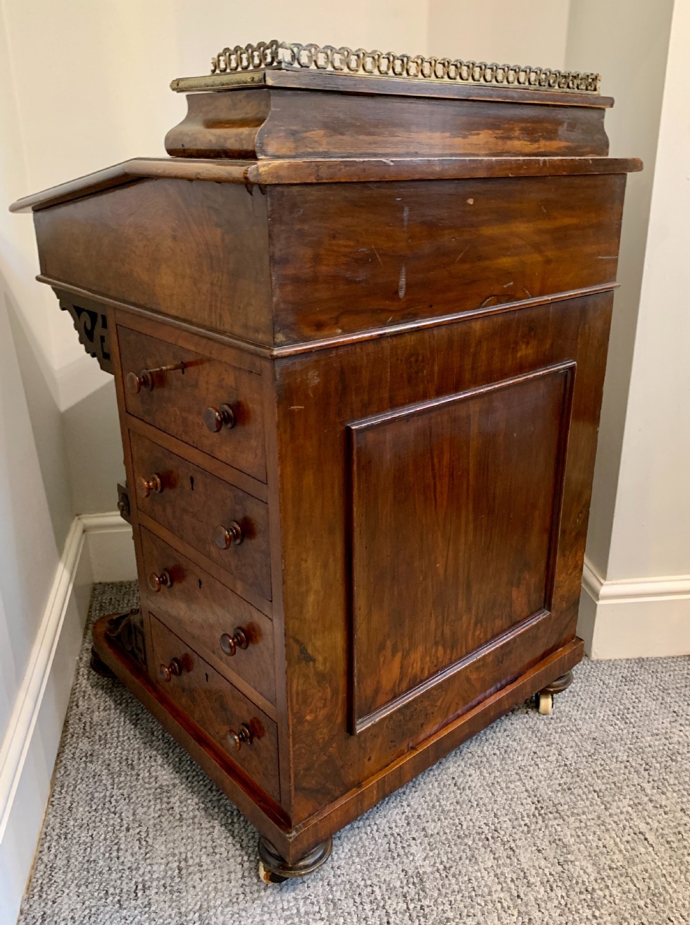 Victorian Burr Walnut Davenport  View VII